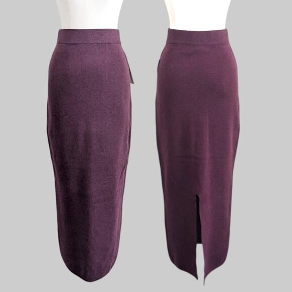 a new day Dresses & Skirts - A New Day NWT Faux Cashmere Purple High Waist Midi Skirt Women’s Size XS